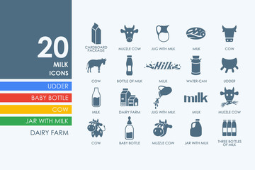 Set of milk icons