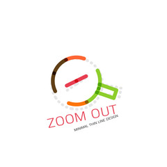 Vector thin line design logo magnifying glass, search and find or zoom logotype concept. Linear minimalistic business icon