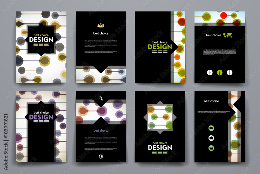 Poster set of brochure, poster design templates in dna molecule style