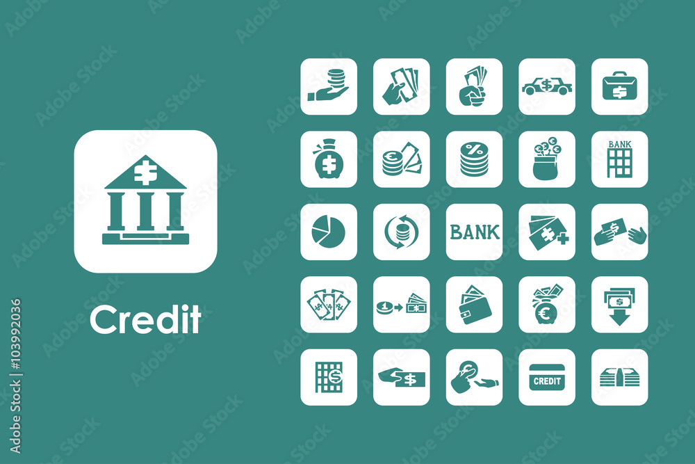 Poster Set of credit simple icons