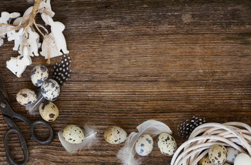 easter eggs and feathers