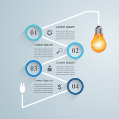 Infographic design template and marketing icons. Bulb icon. Light icon.