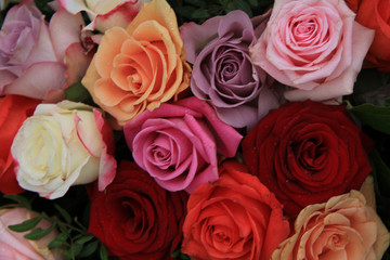 Mixed bridal roses