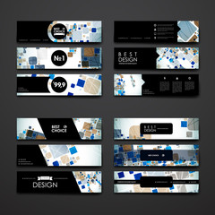 Set of modern design banner template in abstract geometric background style