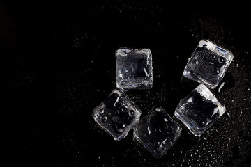 ice cubes on black background.