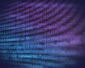 Abstract binary blue, purple code on digital screen