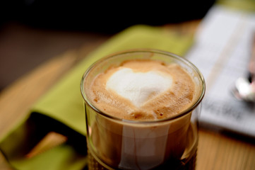 Heart on the cappuchino