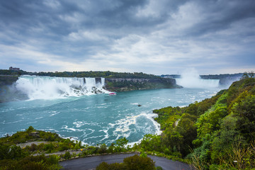 Summertime View of Niagara Falls from Ontario Canada Side