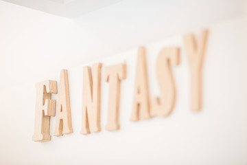 The word fantasy in wooden blocks