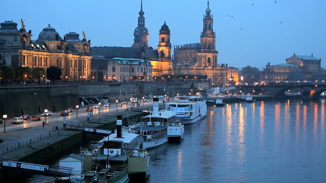 Dresden with The River Elbe, Saxony, Germany