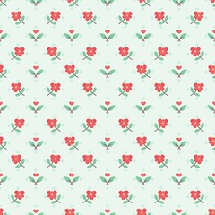 Little Red Flowers Seamless Pattern