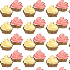 Sweet cupcake pattern. Vector