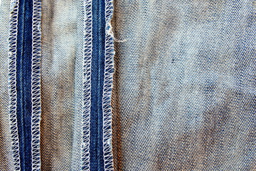 Inside old blue jeans leg
