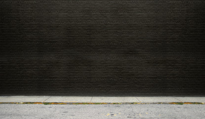 Black brick wall on the street