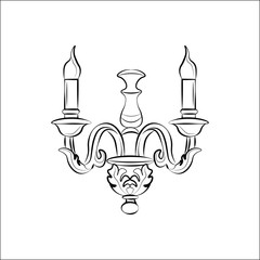 Classic lamp with ornaments. Vector sketch
