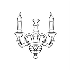 Classic lamp with ornaments. Vector sketch