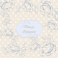 Vintage Invitation with floral ornaments. Vector