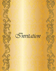 Golden classic Invitation with ornaments. Vector