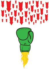 Boxing glove against arrows