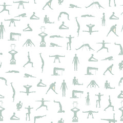 Yoga poses pattern in vector