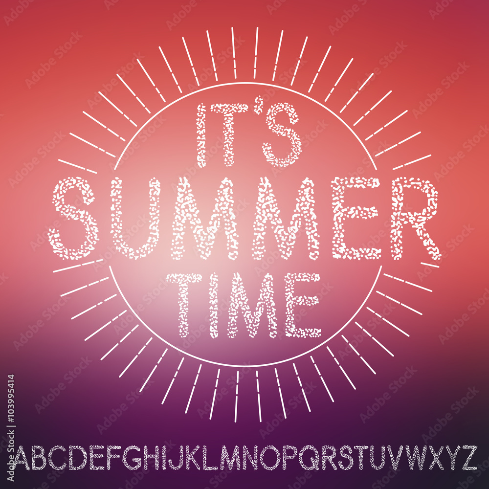 Poster vector summer textural font isolated on blurred background