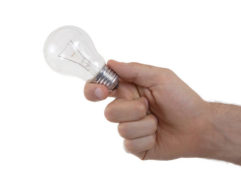 Hand holding an light bulb