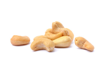  Peeled salted cashews isolated on a white background