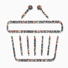 Obraz premium people shape food basket