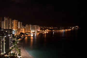 ワイキキビーチの夜景, ハワイ