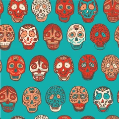 Poster Schedel Mexicaans schedelpatroon in vector.