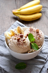 Banana ice cream in bowl