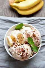 Fruit banana ice creaml, top view
