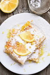 Sliced lemon pie, top view