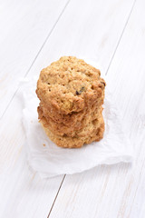 Oats cookies on white background