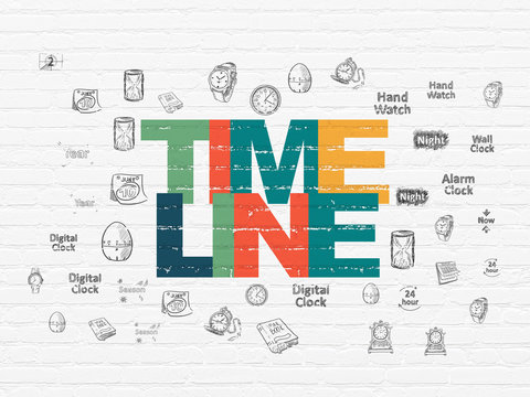 Time concept: Timeline on wall background