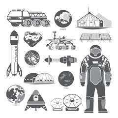 Black vector elements on the theme of astronomy © Red Monkey