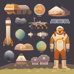 Flat vector elements. Space exploration. © Red Monkey