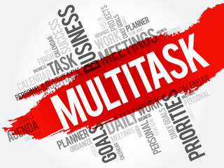 MULTITASK word cloud, business concept background