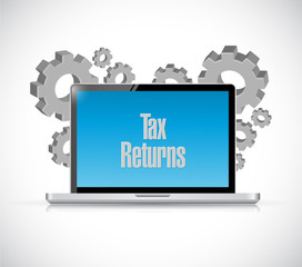 tax returns laptop computer sign concept
