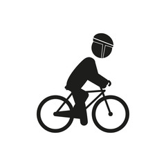 Male bicyclist riding bicycle isolated against