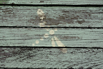 Old board with Drawing Dragonfly