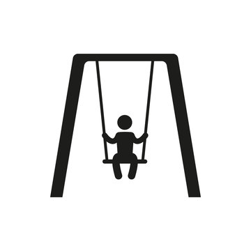 Boy swinging on a swing in the park silhouette vector illustration