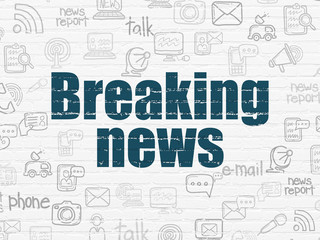 News concept: Breaking News on wall background