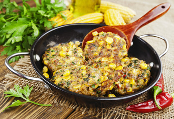 Corn pancakes with minced meat