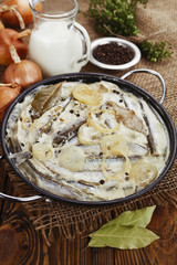 Capelin stewed in milk