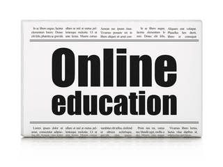 Studying concept: newspaper headline Online Education