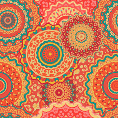 Seamless ethnic pattern with mandala.