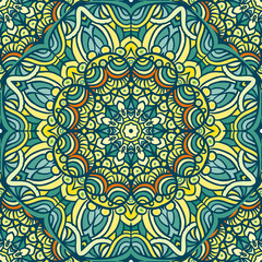 Seamless ethnic pattern with mandala.