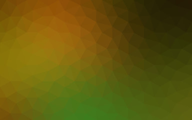 Multicolor dark green, yellow, orange polygonal design pattern, which consist of triangles and gradient in origami style.