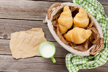 Fresh croissants and milk